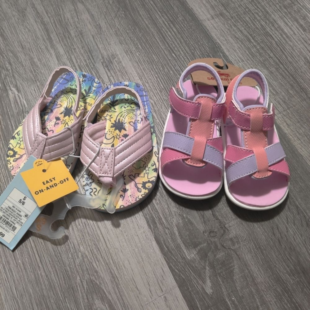 Baby girl sandals shoes lot of 2 size 5/6 Cat & Jack See Kai Run pink